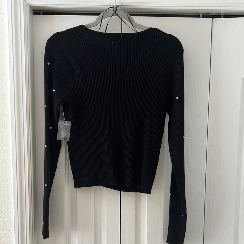 No Boundaries Black Cardigan with Sparkle Details - Picture 4 of 4